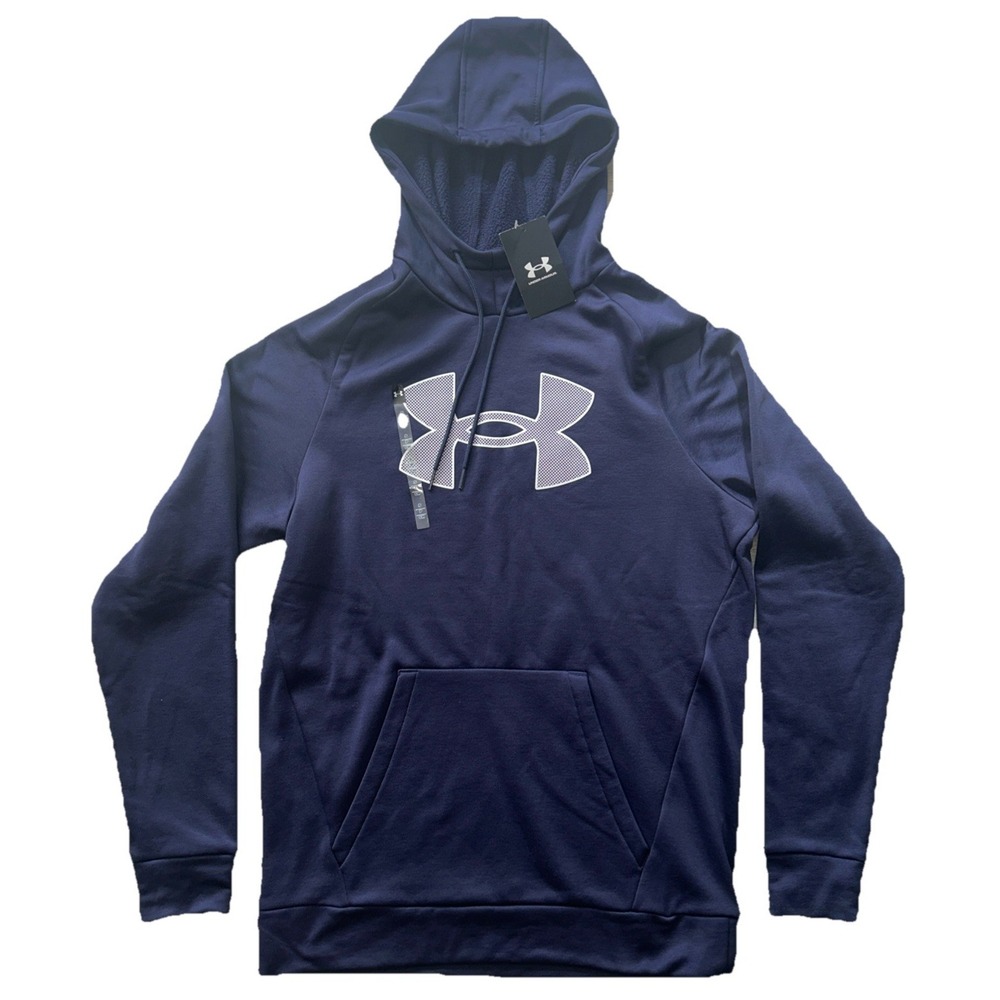 Under Armour Hoodie Mens Small Navy Loose Fit Fleece Pullover NWT Athletic